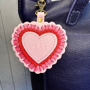Portland Leather Pink Heart Bag Charm Crossbody Bag Flair PINKABOO Heart